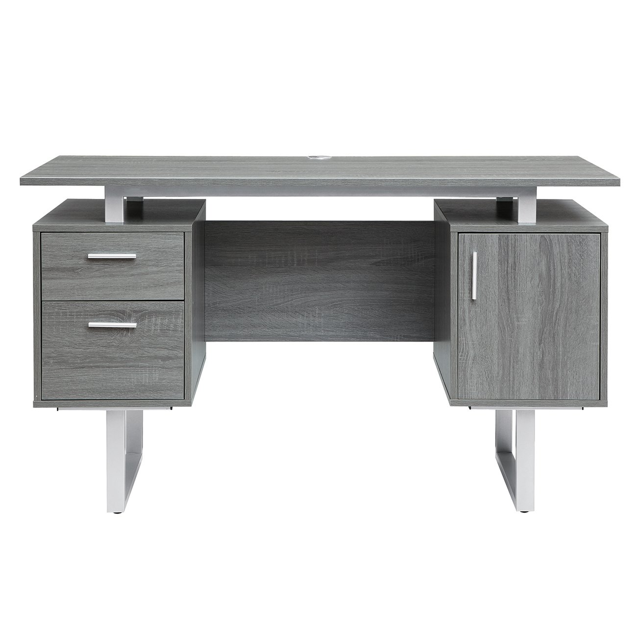 Techni Mobili – Modern Office Desk with Storage – 7002-GRY 2BX