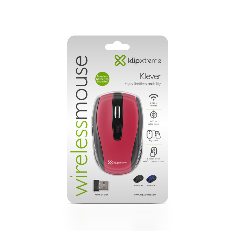 Klip Xtreme Klever KMW-340 – mouse – 2.4 GHz – red