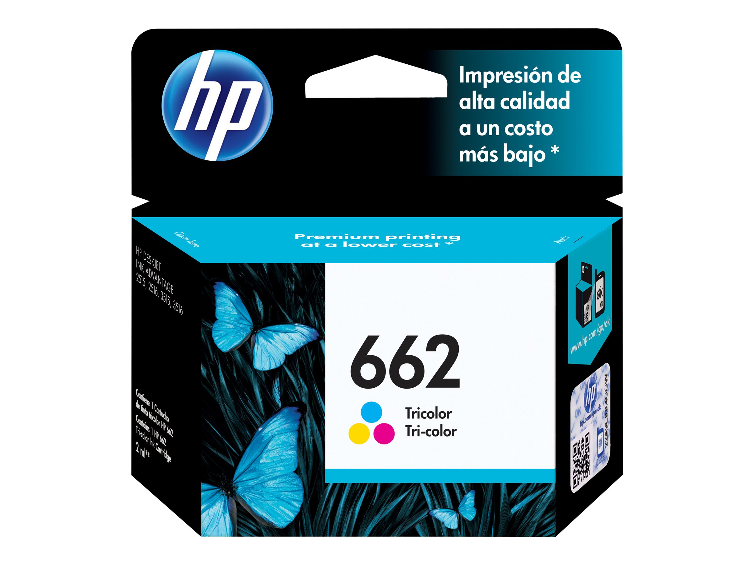 HP 662 – color (cyan, magenta, yellow) – original – Ink Advantage – ink cartridge