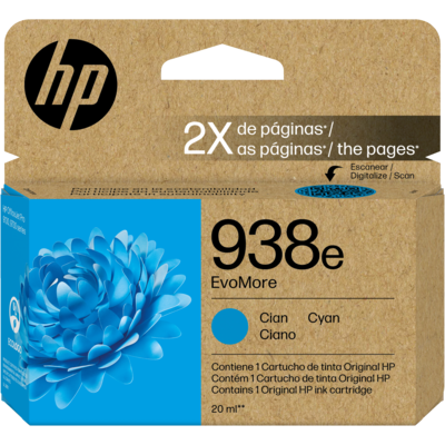 HP #938e EvoMore Cyan Ink