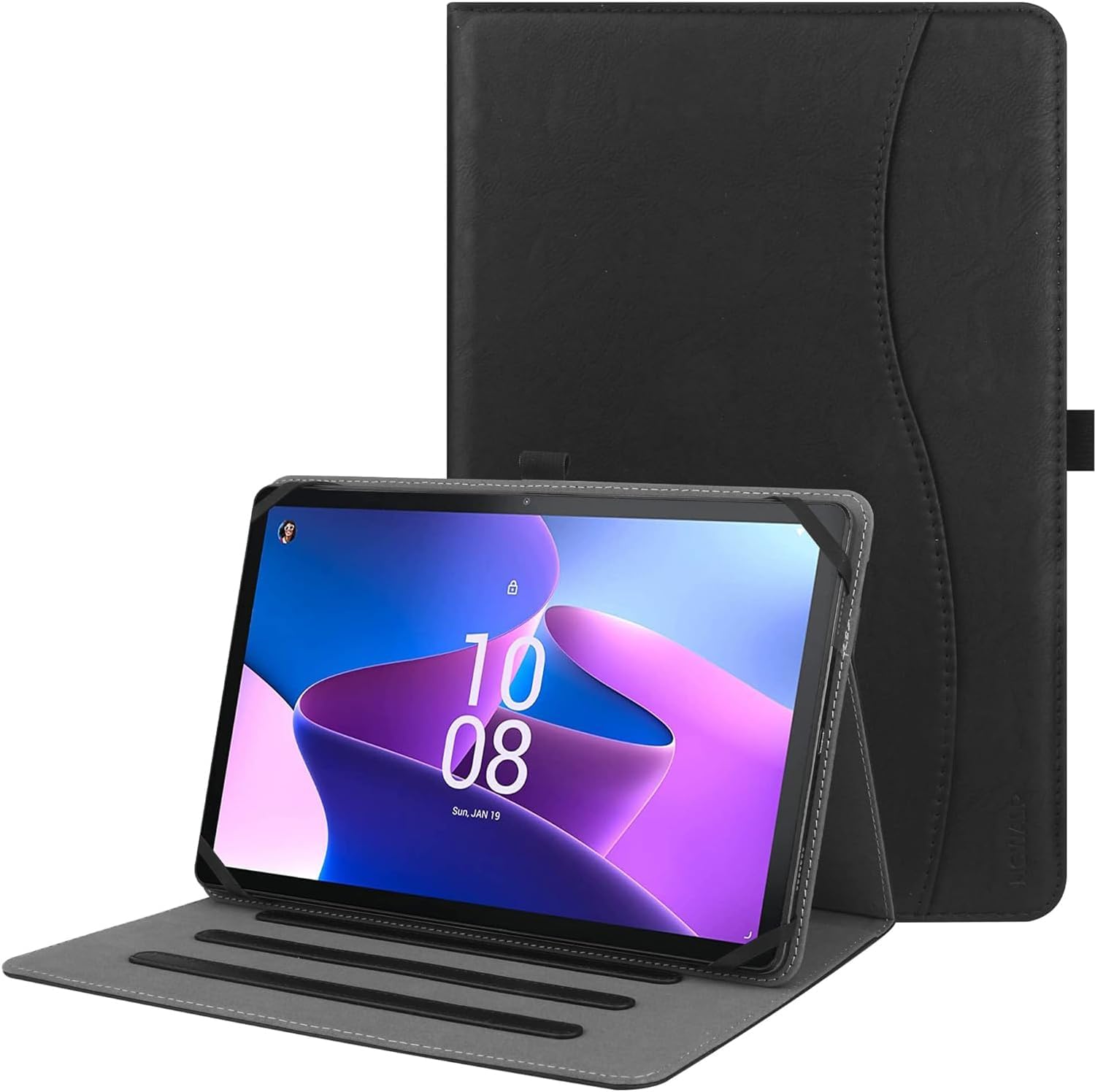 HGWALP Universal 9″,9.7″,10.1″,10.2″,10.5″,10.9″,11″ Tablet Case, Protective Cover Stand Folio Case for 9-11 Inch Tablet, Case Cover with Pen Holder for iPad, Samsung – Black