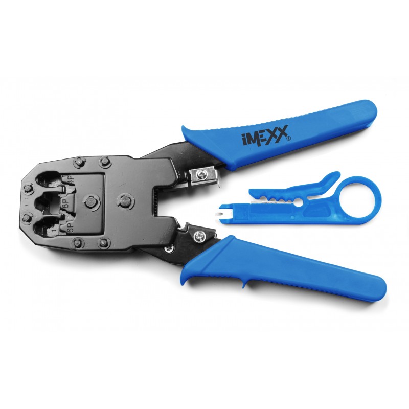 iMexx Crimping Tool and Cable Stripper Set – RJ45/RJ12/RJ11 – Ratchet – IME-61033